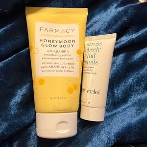 Farmacy Honeymoon Glow Body Resurfacing Serum and This Works Hand Cream